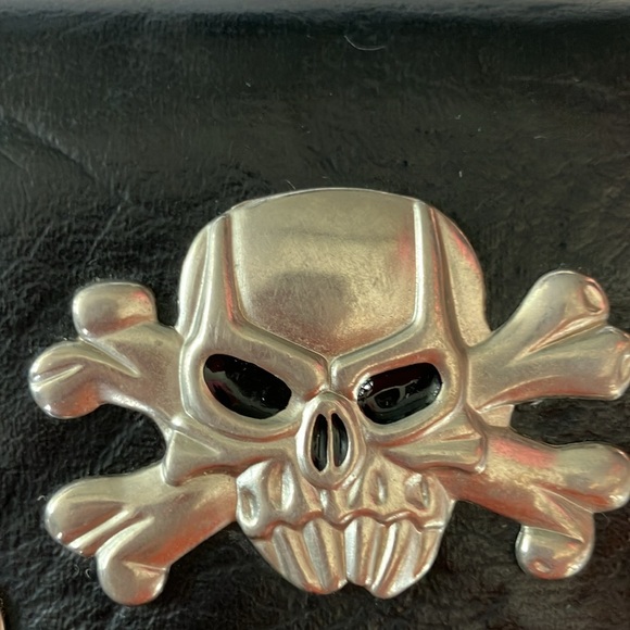 ☠️ Black Trifold Wallet with Skull and Cross ☠️ - Picture 3 of 13